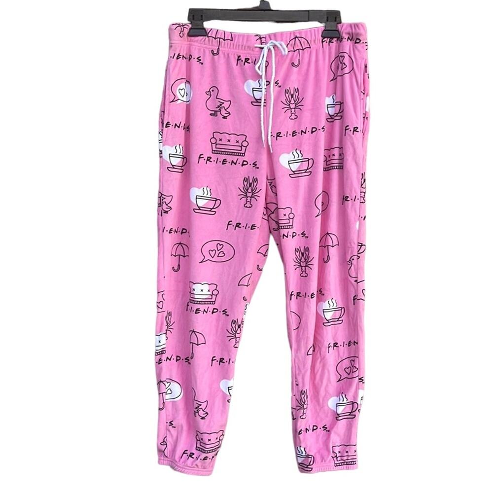 Friends pink velour pajama lounge pants size medium 8/10